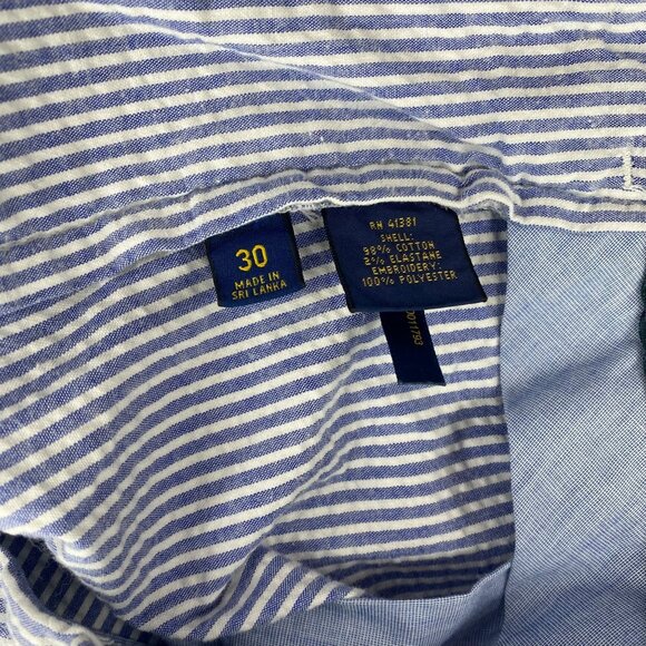 Polo Ralph Lauren Blue Striped Seersucker Anchor Shorts 30 EUC Golf Embroidered - Picture 5 of 12